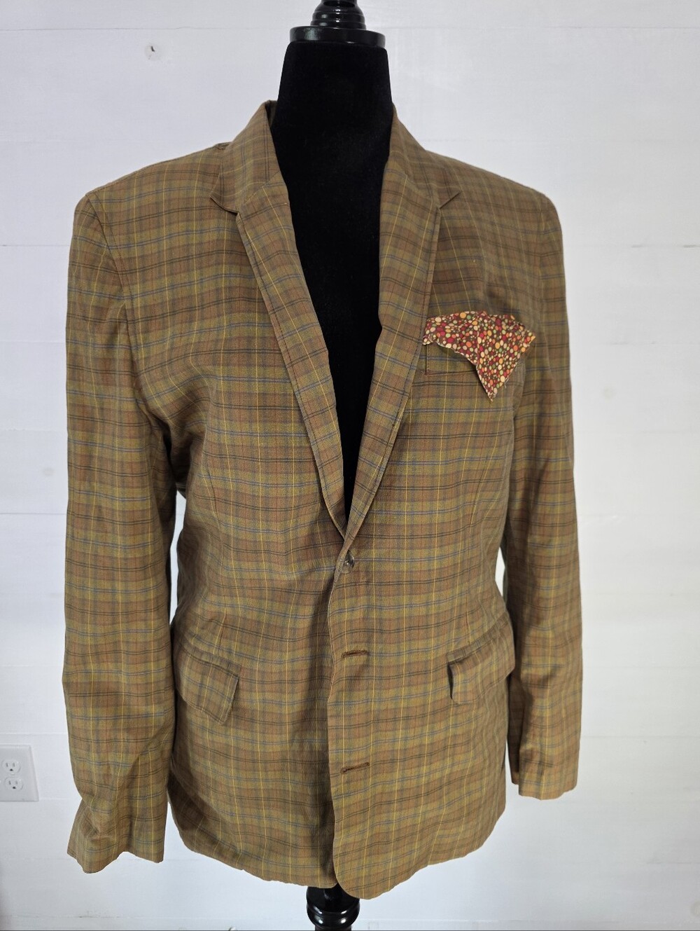 VTG 2003 Banana Republic Classic Lightweight Plaid Cotton Blazer/Sports Coat. S